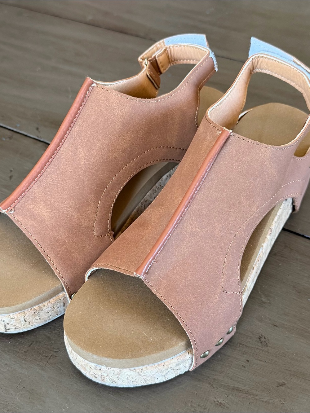 Women’s Tan Cork Wedge Slingback‎ Sandals